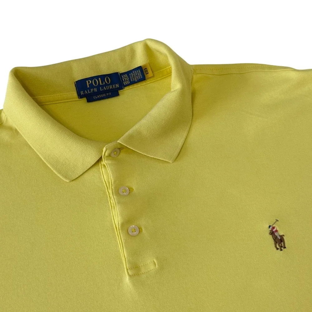 Polo Ralph Lauren Mens XXL Yellow‎ Classic Fit Short Sleeve Pony Logo Polo Shirt